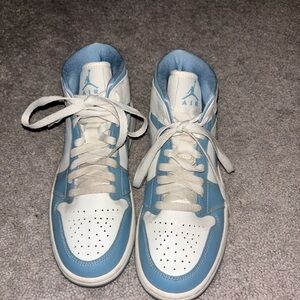 Air Jordan High-Top Sneakers in Blue and White